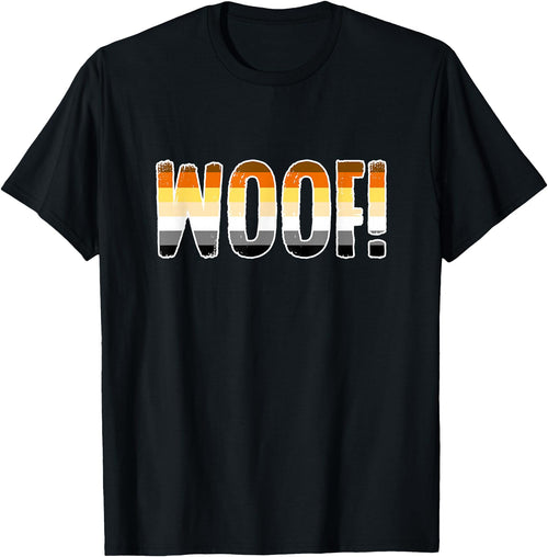 Gay Bear Apparel Woof! - Funny Gay Pride Bear T-Shirt - Black