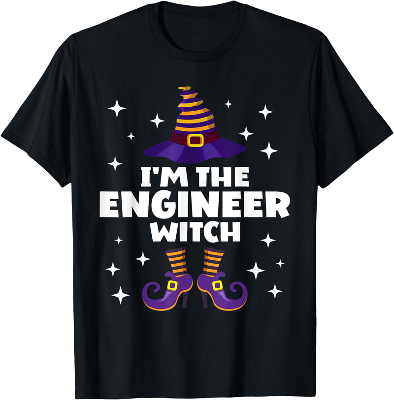 Funny Happy Engineer Witch Co Funny Engineer Witch Family Matching Halloween Engineering T-Shirt - Black