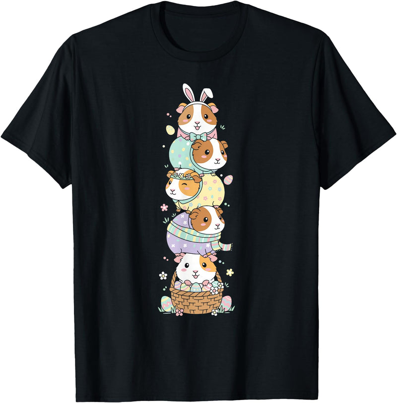 Guinea Pig Lovers Easter Day Costume for Boy Girl Funny Guinea Pig Easter Egg Kids Mens Womens Easter Day T-Shirt - Black