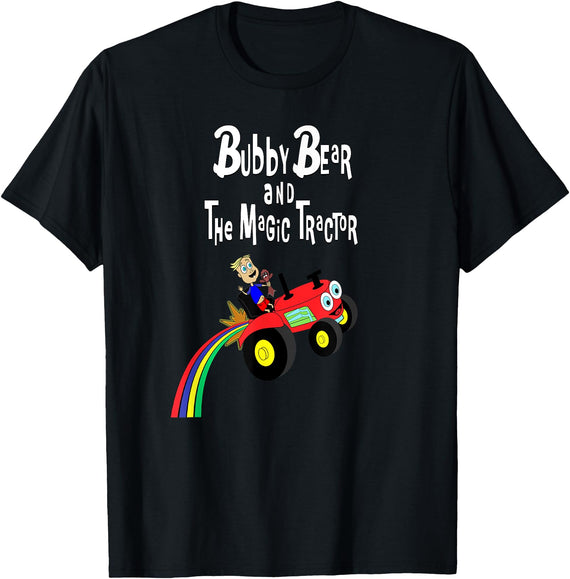 Strange Planet Apparel Bubby Bear and the Magic Tractor T-Shirt - Black