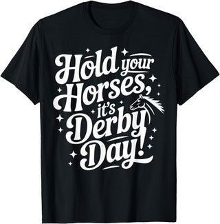 Witty Roller Derby & Sports Tees Hold Your Horses it's Derby day T-Shirt - Black