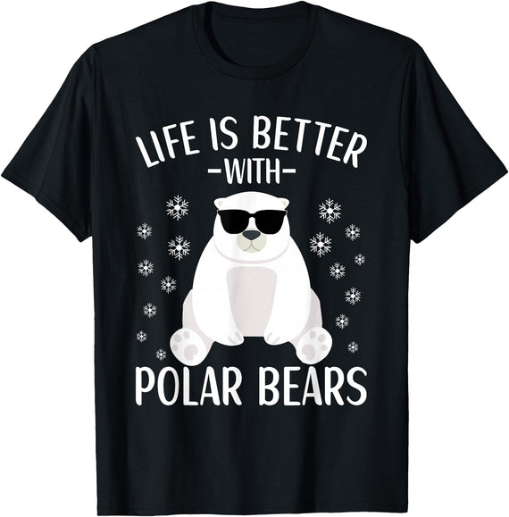 Polar Bears Accessories for Men Women & Kids Life Is Better With Polar Bears Cool Polar Bear for Kids T-Shirt - Black