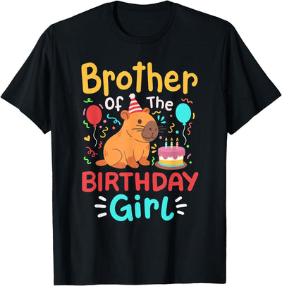 Cute Capybara Kids Birthday Party Gifts Shop Brother Of The Birthday Girl Capybara Bday Family Matching T-Shirt