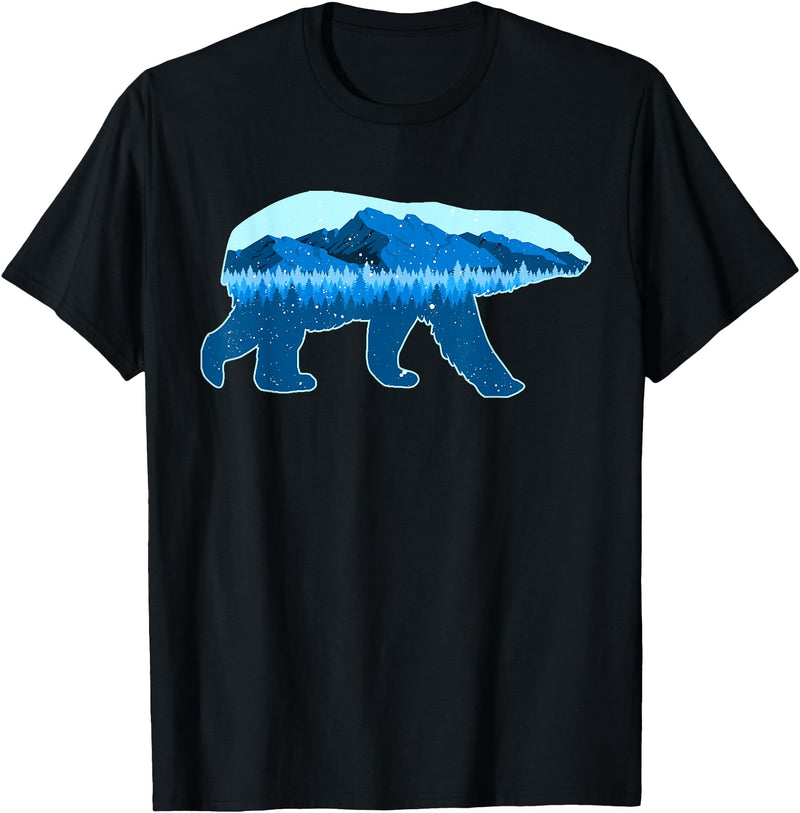 Save the Polar Bear Lovers Designs Polar Bear Print Landscape - Save the Polar Bear T-Shirt - Black