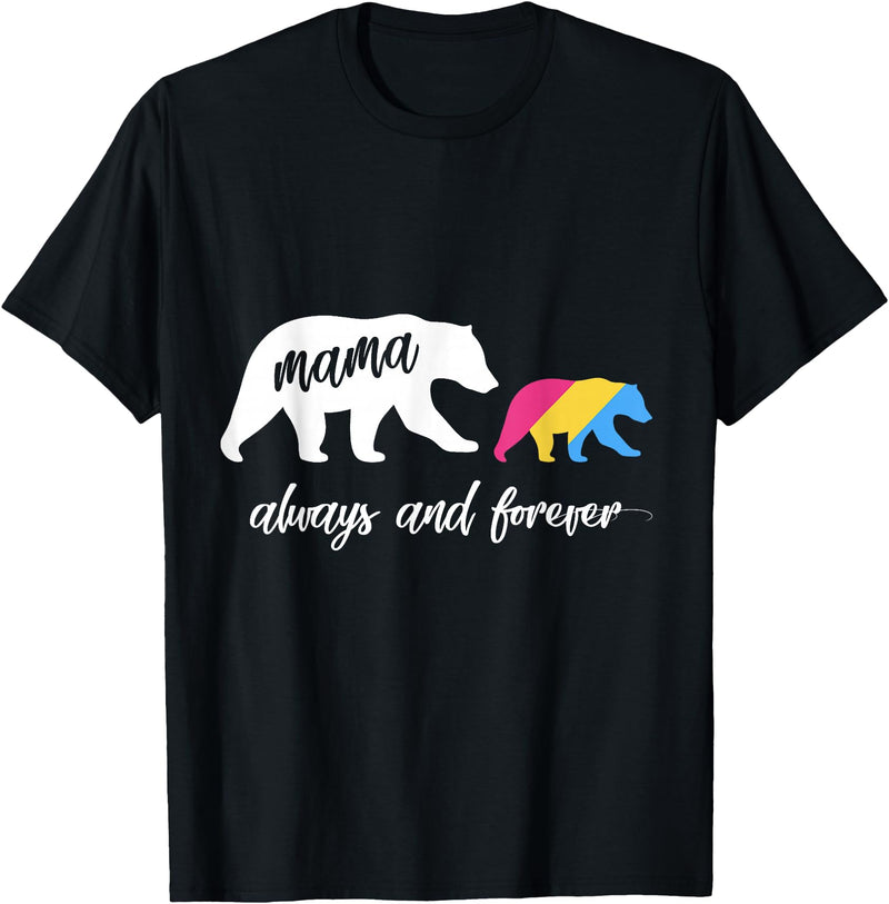 Cute Pansexual and Bisexual Mama Gift Tee Cute Pansexual Mama Bear T-Shirt - Black