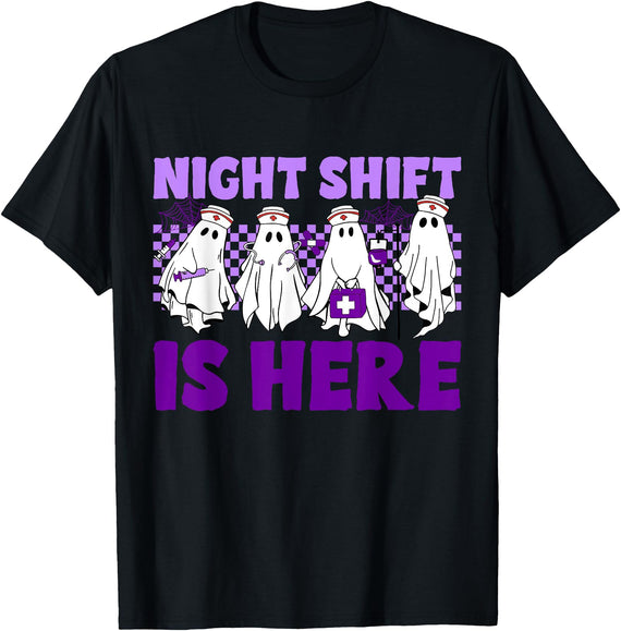 Team Night Shift ER ICU NICU PICU Nurse Halloween Team Night Shift Emergency Department ER ICU Nurse Halloween T-Shirt -
