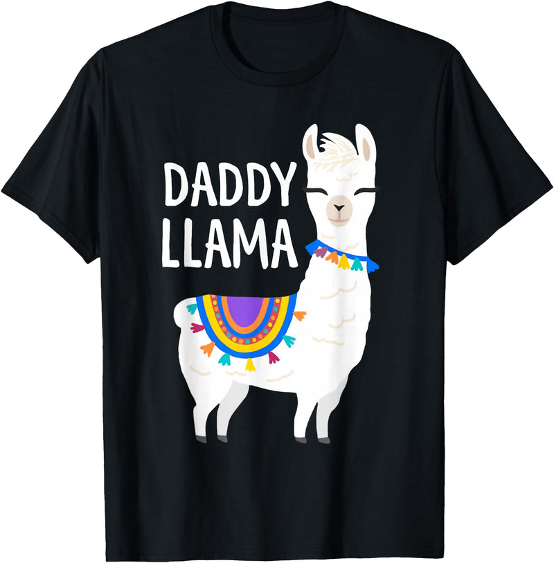 Birthday Llama Shirts Gift Daddy Llama Funny Father's Day Shirt Men, Dad, Dad Birthday T-Shirt - Black