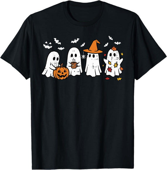 Halloween Shirts For Women Men Kids Boys Girls Halloween Ghost Pumpkin Witch Costume Fall Women Kids Men T-Shirt - Black