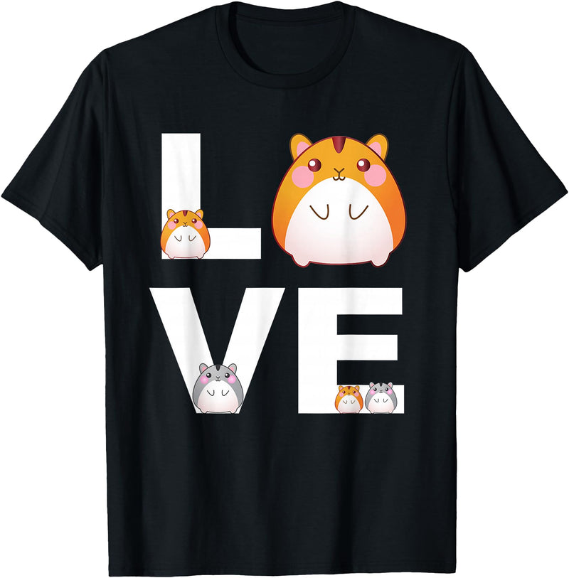 Hamster Love Cute Hamsters Shirt Animal Toys Pets Lovers T-Shirt - Black