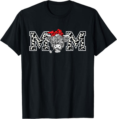 Highland Cow Bandana Farmer Mom Heifer Cow Mom Farmer T-Shirt