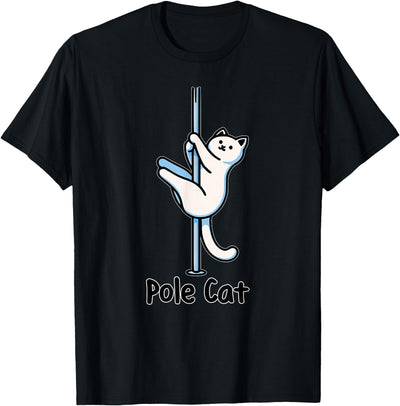 Fun Kitty Lover Humor Cat Playing a Dancer Gag Unisex-Adults Cat Lovers T-Shirt Black Short Sleeve Classic Fit T-Shirt