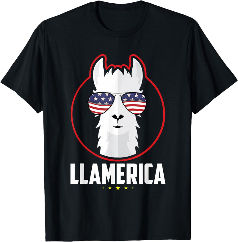 Cool Llama - Zoo - Wildlife Stuff Llamerica Llama T-Shirt - Black