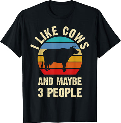 I Like Cows and Maybe People Funny Vintage Farm Theme T-Shirt