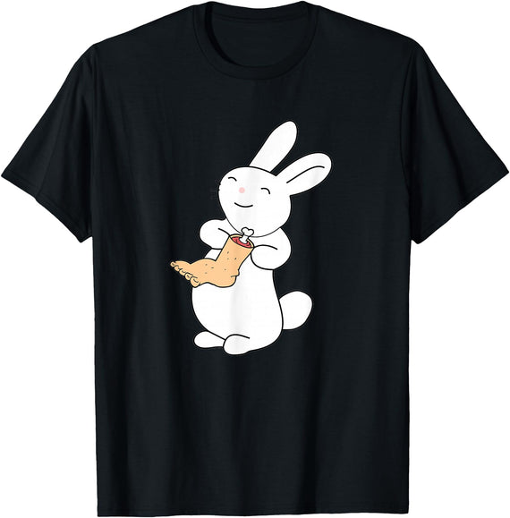 Lucky White Rabbit Human Foot T-Shirt in Black