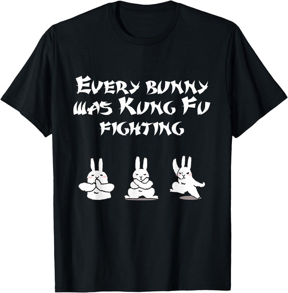 Funny Easter Every Bunny Was Kung Fu Fighting Karate T-Shirt in Black