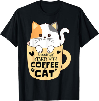Cat Lovers Apparel Co. Funny Cat Coffee Mug Cat Mom Cat Dad Cat Lovers Coffee Lover T-Shirt for Men Women Kids