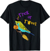 Bird Brained Halloween Trick or Tweet blue budgie cute graphic bird T-Shirt - Black