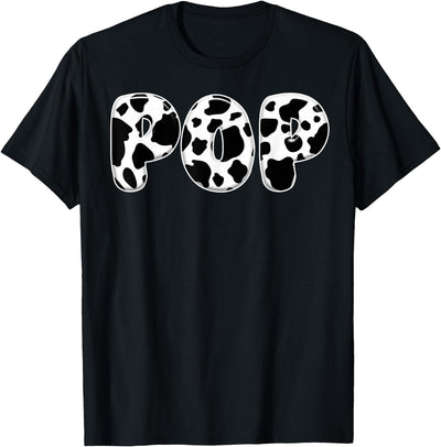 Pop Cow Print Cow Birthday Black White Pattern T-Shirt