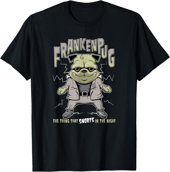 Rescue Mission Tees Pug Halloween FrankenPug T-Shirt - Black