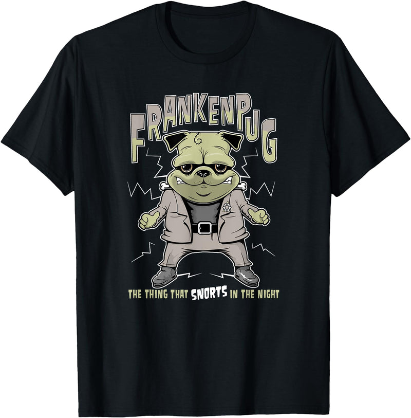 Rescue Mission Tees Pug Halloween FrankenPug T-Shirt - Black