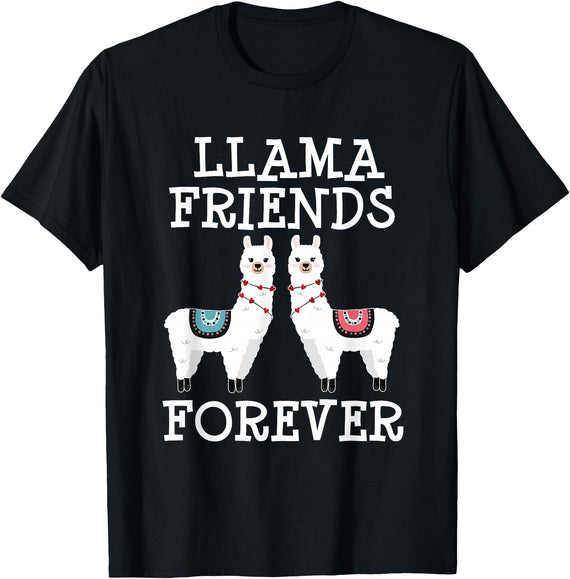 Llama Friendship Girls Llama Friends Girls Women Llama Friendship T-Shirt - Black