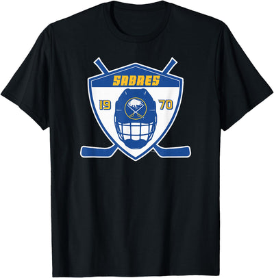 Cow Buffalo Sabres Shield Black Officially T-Shirt