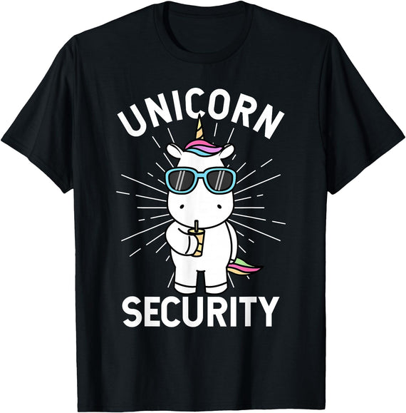 Unicorn Security Costume for Halloween Halloween Dad Mom Daughter Adult Costume | Unicorn Security T-Shirt - Black