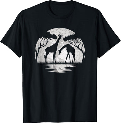 Giraffe Moon Vintage Giraffe Lover Wildlife Men Women T-Shirt