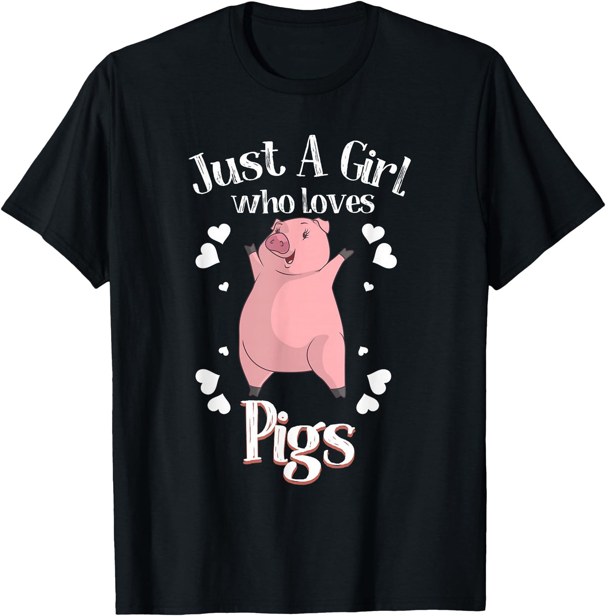 Cool Animal Farmers Year Of Pig Women Girl Designs Funny Just A Girl Who Loves Pigs Gift | Cute Mini Piggy Kids T-Shirt - Black