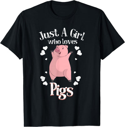 Funny Just A Girl Who Loves Pigs Gift | Cute Mini Piggy Kids T-Shirt