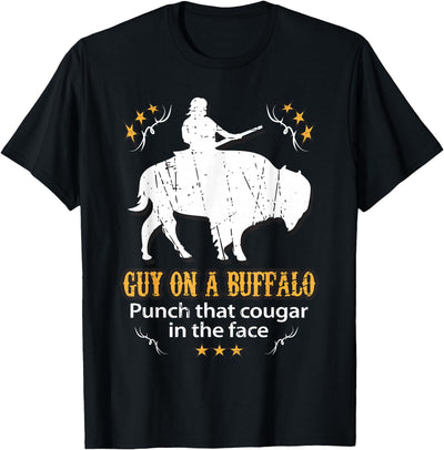 Cow Guy on a Buffalo Punch That Cougar in the Face T-Shirt