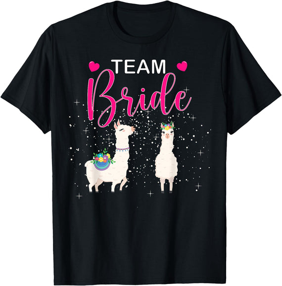 Mrs Bachelorette Engagement Bride Wedding Party Team Bride Alpaca Llama Bachelorette Groom Married Engage T-Shirt - Black