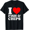 I Love Food Shirts Collection I Love Fish And Chips, I Heart Fish And Chips T-Shirt - Black