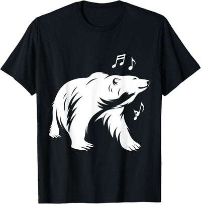 Cute Polar Bear Lover Music Motif T-Shirt