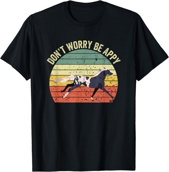 Appaloosa Horse by AKH Appaloosa Horse, Don't Worry Be Appy, Vintage Appaloosa T-Shirt - Black