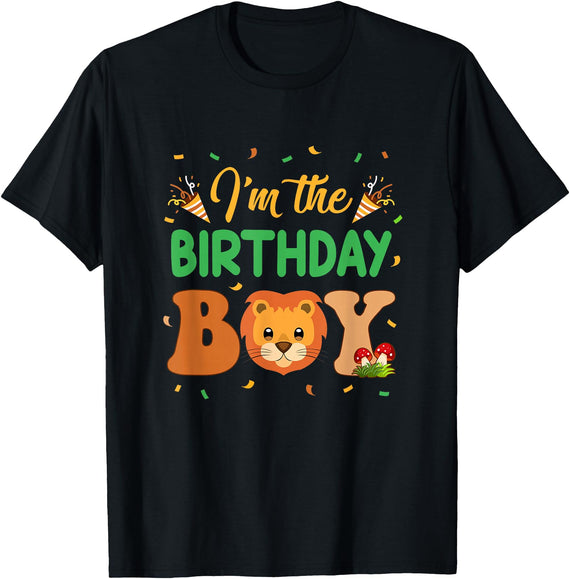 Birthday Boy Family Matching Lion I'm The Birthday Boy Lion Family Party Decorations T-Shirt - Black