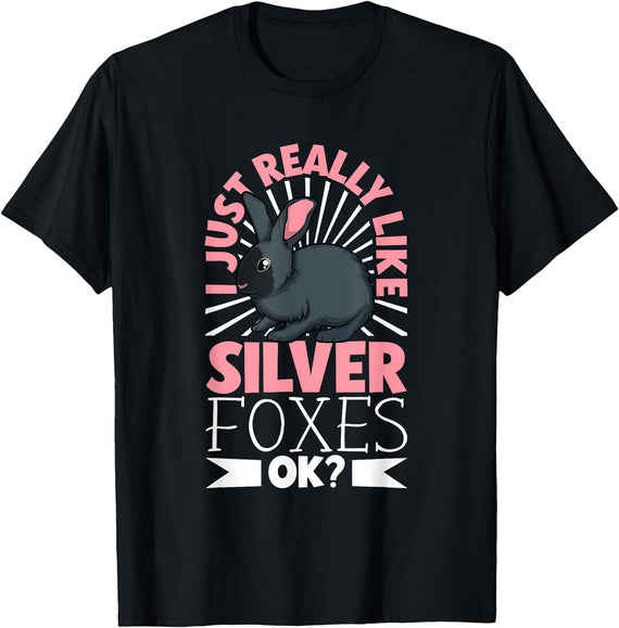 I Just Really Like My Silver Fox Rabbit T-Shirt in Black