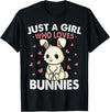 Just a Girl Who Loves Bunnies Kids Girls Rabbit Bunny T-Shirt in Black