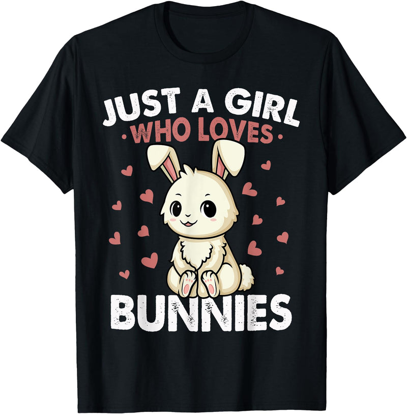 Just a Girl Who Loves Bunnies Kids Girls Rabbit Bunny T-Shirt in Black