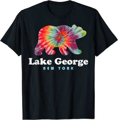 Lake George NY Bear Tie Dye New York Vacation T-Shirt