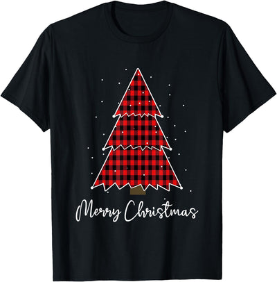 Cow Christmas Tree Buffalo Red Plaid Xmas Matching Family T-Shirt