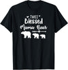 My Tribe Bear Shirts Twice Blessed Mama Bear With Two Baby Cubs Bear Shirt T-Shirt - Black
