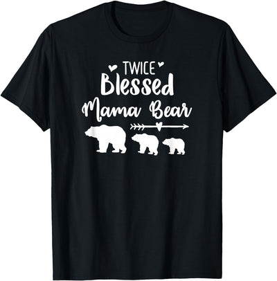 Twice Blessed Mama Bear With Two Baby Cubs Bear T-Shirt