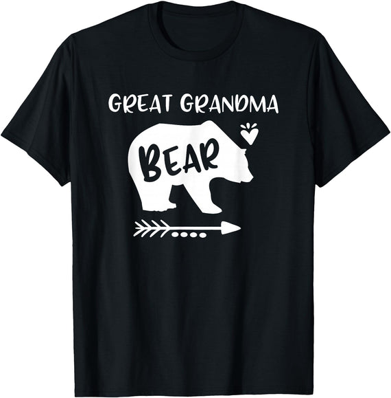 HustlaGirl Great Grandma Bear Shirt Heart & Arrow Great Grandma Gifts T-Shirt - Black
