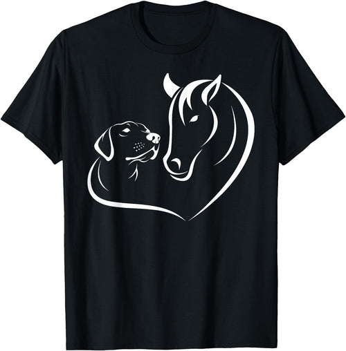 Horse and Dog Women and Men Horse Dog Lover Shirts Horse and Dog Women and Men Motif Horse Dog Lover T-Shirt T-Shirt - Black