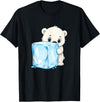 Cute Polar Bear Ice Cube Arctic Kawaii Adorable Baby Polar Bear Hugging Big Ice Cube T-Shirt - Black