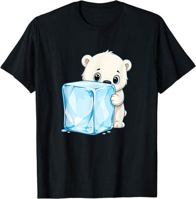 Adorable Baby Polar Bear Hugging Big Ice Cube T-Shirt