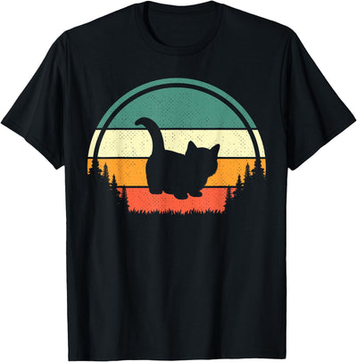 Cute Munchkin Cat Owner Lover Munchkin Retro Vintage Sunset Design Funny Cat Lover Owner T-Shirt
