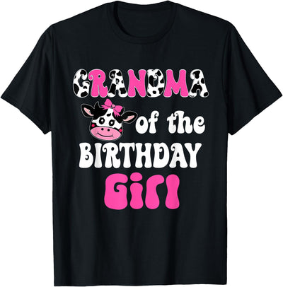 Grandma of the Birthday Girl Farm Cow 1st T-Shirt
