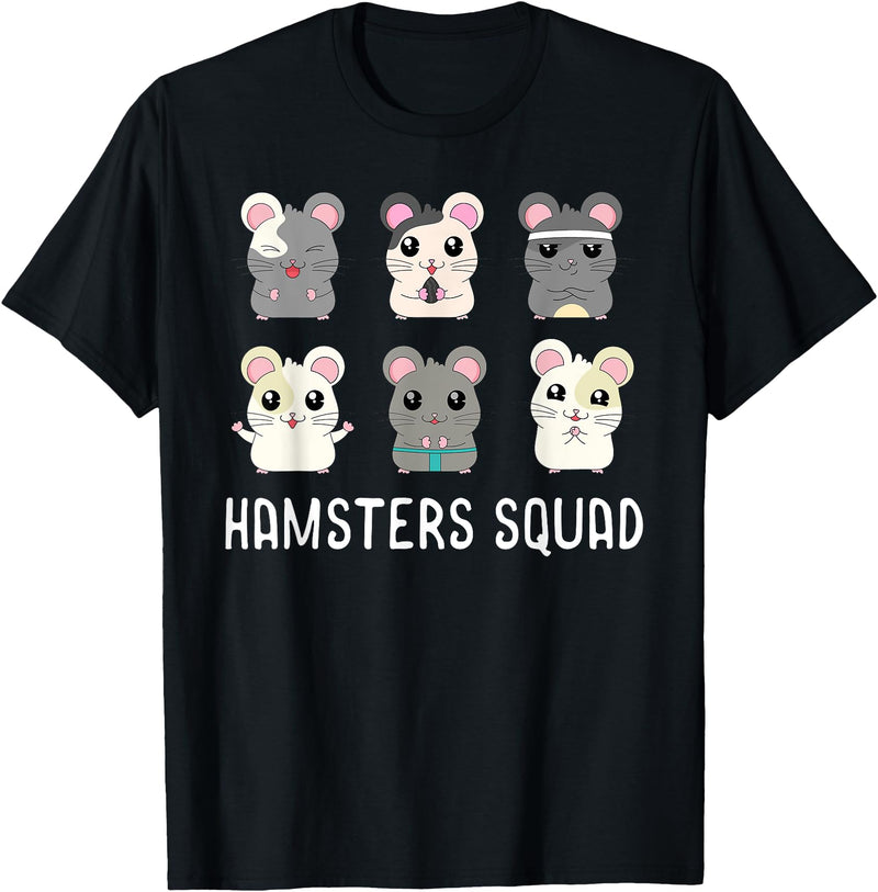 Funny Hamster Shirt Hamsters Squad Girls Boys Hamster Lover T-Shirt - Black